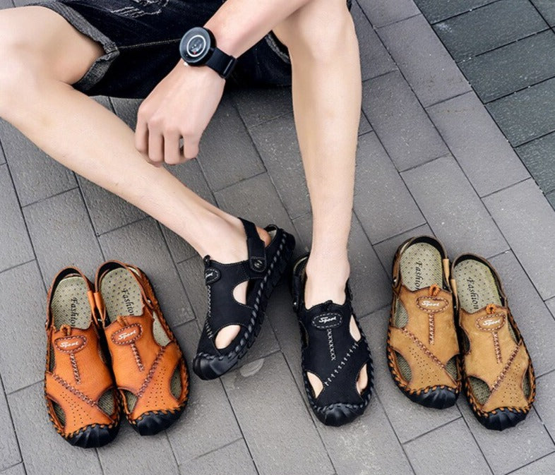 Sandals Summer Men Leather  Classic Men Shoes Slippers Soft Sandals Men Roman Comfortable Outdoor Walking Footwear