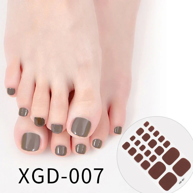 Ddbos 22 Tips Toe Nail Wraps Full Cover Nails Sticker Art Decorations Manicure Nail Vinyls Adhesive Nails Deco For Women Girls DIY