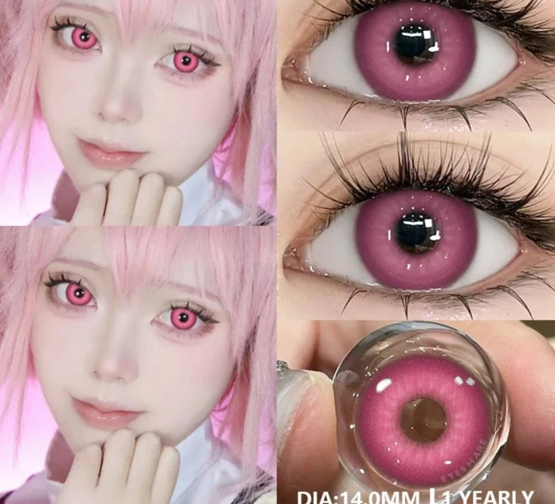 Ddbos 1 Pair Fashion Pink Cosplay Anime Lenses Color Contact Lenses for Eyes Cosmetics Purple Lenses Yearly Eye Contact Lens