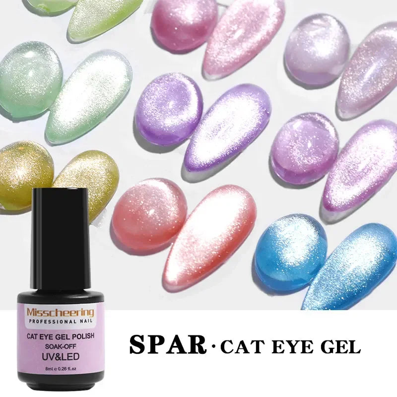 Ddbos Laser Rainbow Cat Eye Gel Magnetic Nails Polish Reflective Sparkling Glitter Gel Can Be Use on Any Color Nail Accesorios