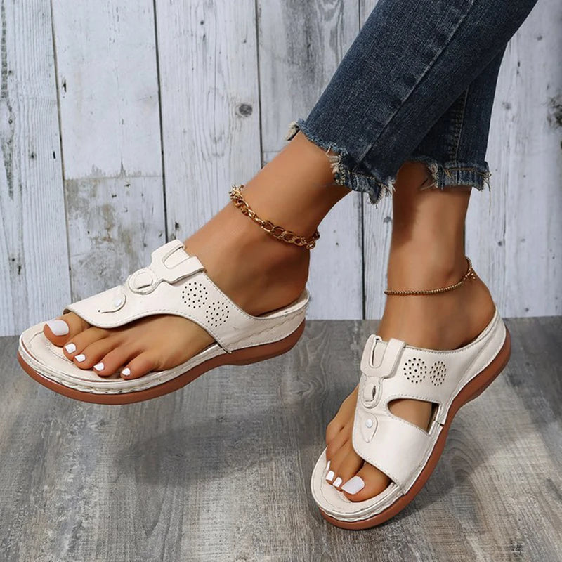 Ddbos Summer Sandals Women Orthopedic Wedge Heels Slippers Shoes For Heeled Beach Flip Flops Zapatos Mujer Women's Leather High