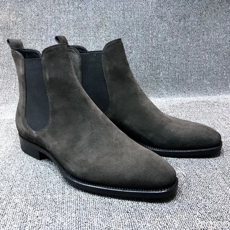 Ddbos Men Chelsea Boots Black Brown Velvet High Ankle Dress Shoes Men Walking Shoes Wear Resistant Chelsea Dress Boots Botas de Hombre