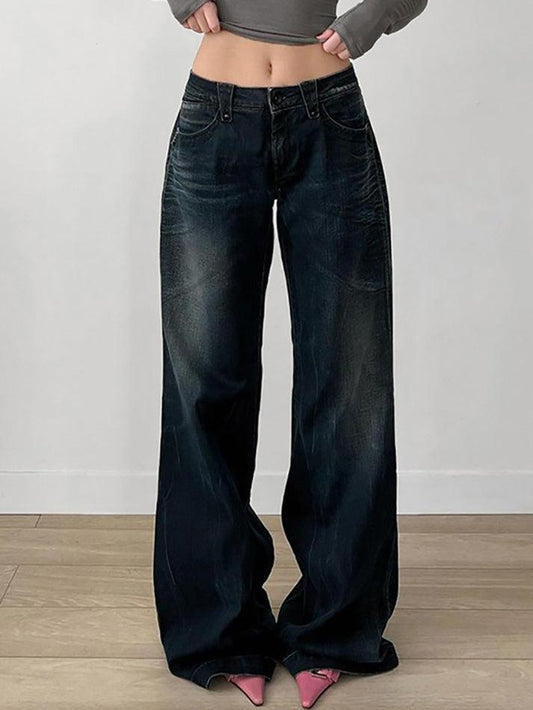 Ddbos - Vintage Basic Low-Rise Loose Jeans