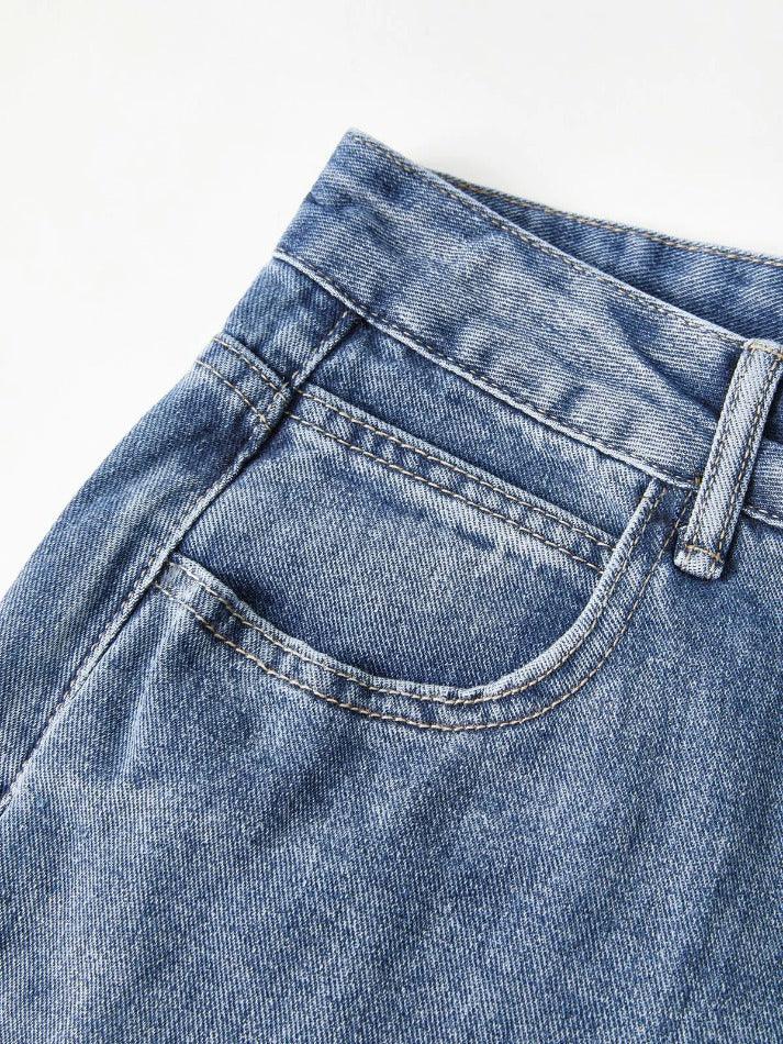 Ddbos - Pocket Design Blue Wash Boyfriend Jeans