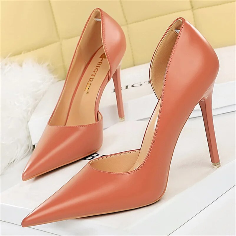 Ddbos New Women 10.5cm High Heels Pumps Wedding Bridal Stiletto Sexy Retro Hollow Heels Lady Scarpins Office Party Nude White Shoes