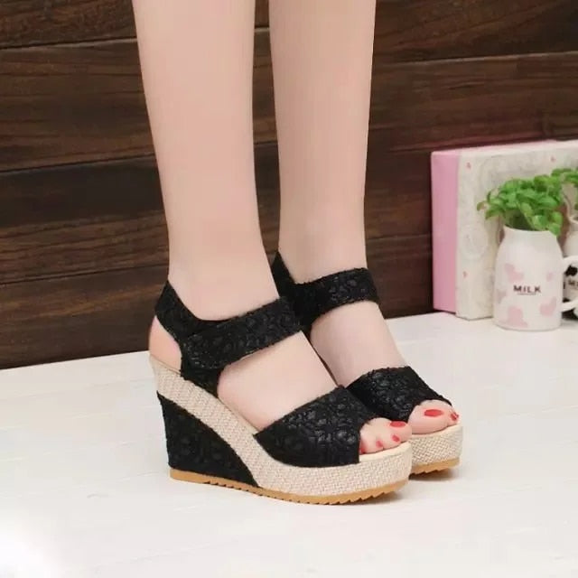 Ddbos High-heeled Wedge Platform Fish Mouth New Women's Peep Toe Sandals Womens Shoes Comfort Summer Designer Shoes