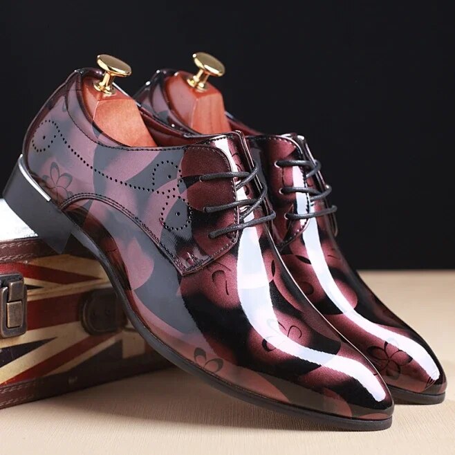 Ddbos Office Men Dress Shoes Floral Pattern Men Formal Shoes Leather Luxury Fashion Groom Wedding Shoes Men Oxford Shoes Dress