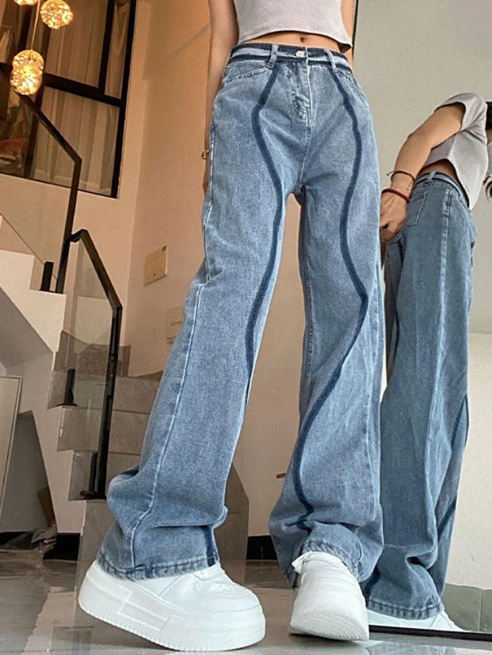 Ddbos - Creative Wash High Rise Boyfriend Jeans