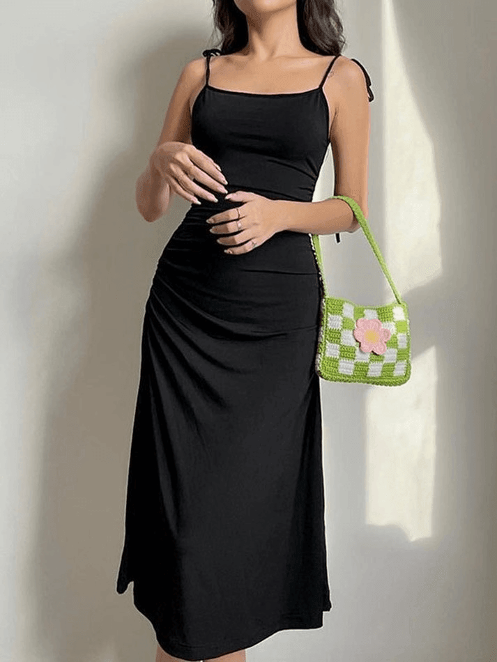 Ddbos - Backless Tie Strap Maxi Dress