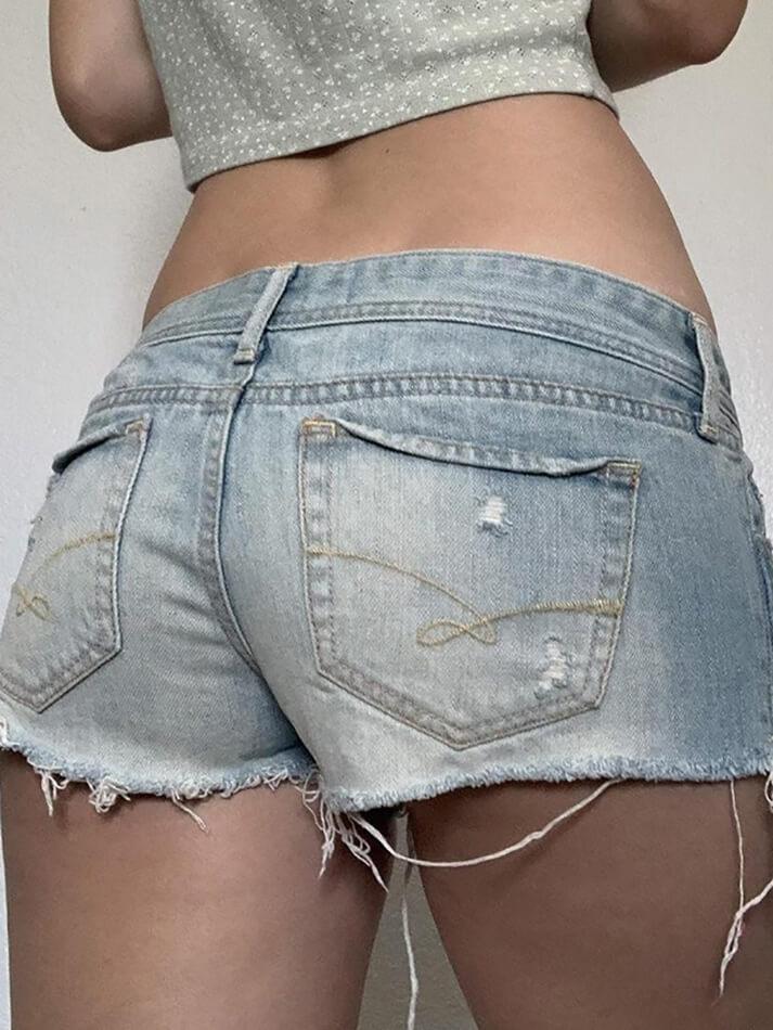 Ddbos - Low-Rise Frayed Denim Shorts