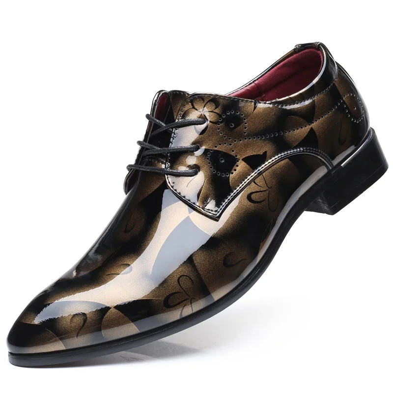 Ddbos Office Men Dress Shoes Floral Pattern Men Formal Shoes Leather Luxury Fashion Groom Wedding Shoes Men Oxford Shoes Dress