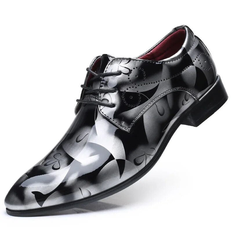 Ddbos Office Men Dress Shoes Floral Pattern Men Formal Shoes Leather Luxury Fashion Groom Wedding Shoes Men Oxford Shoes Dress