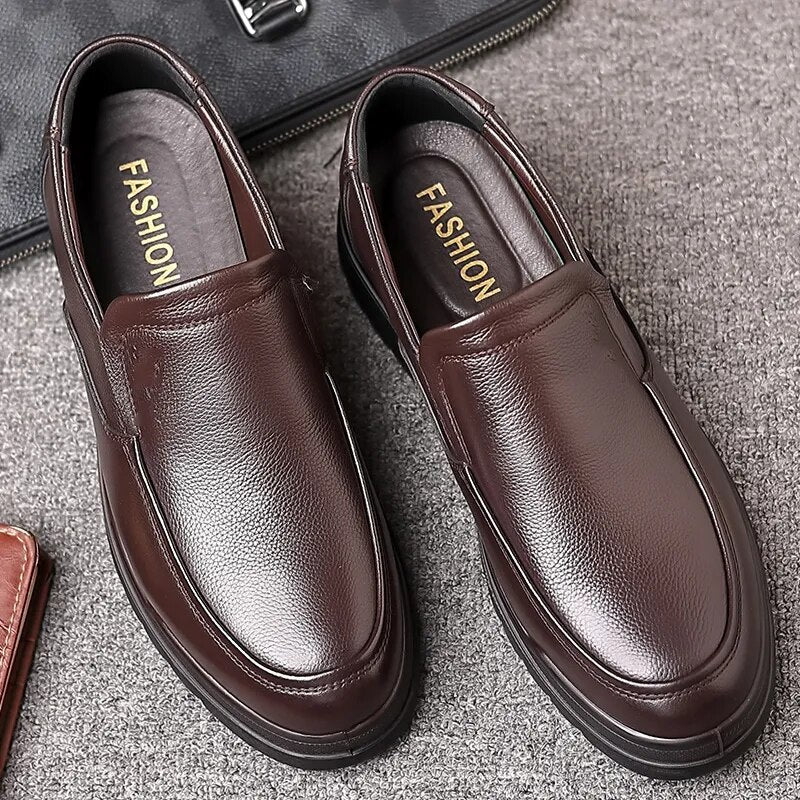 Ddbos Handmade Genuine Leather Shoes for men Casual Soft Rubber Loafers Business dress Shoes Casual Plus Velvet Spring Autumn Luxury