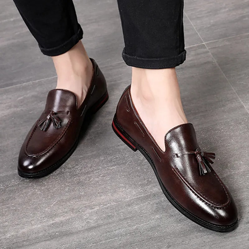 Ddbos Spring/Autumn New Classic Men Business Shoes British Breathable Simple Tassel Style Casual Dress Shoes Mens Loafers Size 37-48