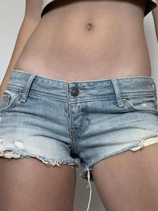 Ddbos - Low-Rise Frayed Denim Shorts