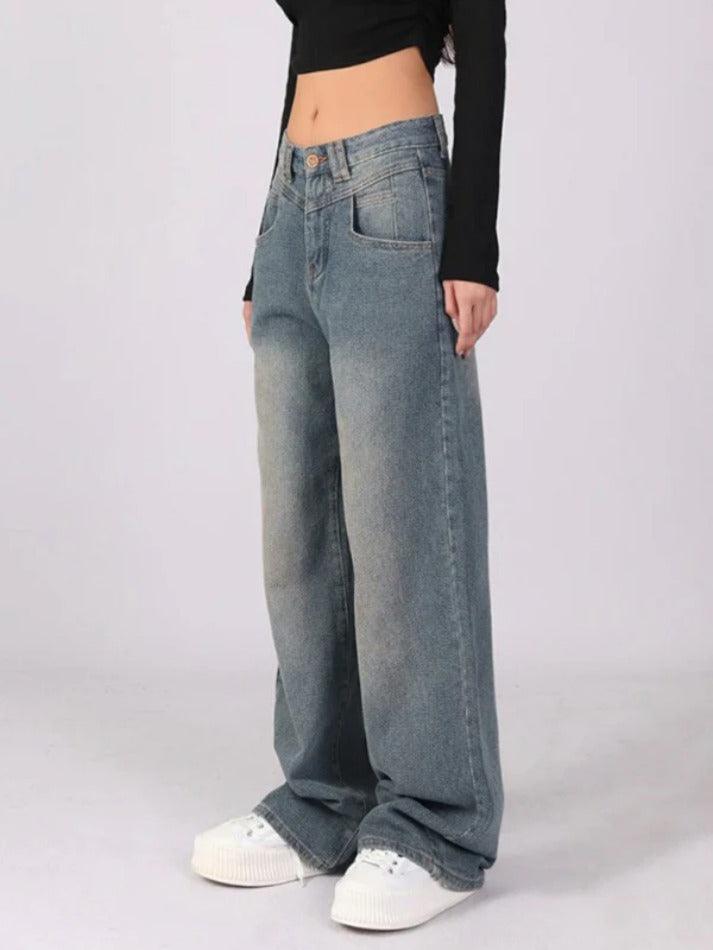 Ddbos - Vintage Washed High Waist Boyfriend Jeans