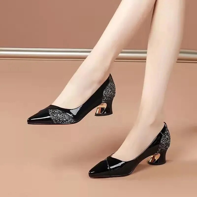 Ddbos Cresfimix Sapatos Femininas Women Fashion Black Square Heel Shoes Lady Cute Comfort Spring & Summer Hollow Out Heel Shoes