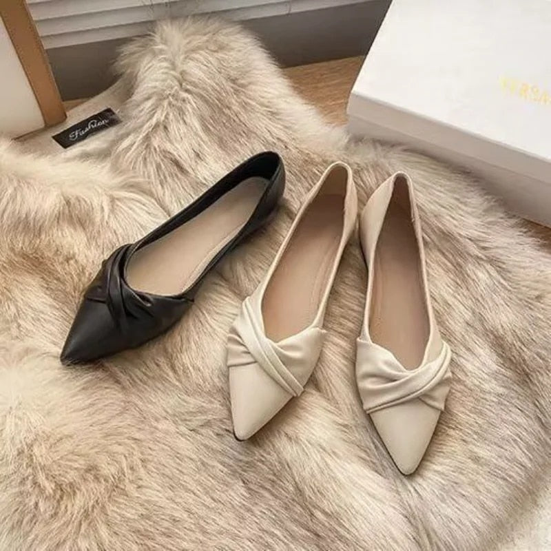 Ddbos Ladies Shoes on Sale New Fashion Pointed Toe Shallow Mouth Solid Women's Flats Summer Casual Work Women Lucky Shoes Zapatos