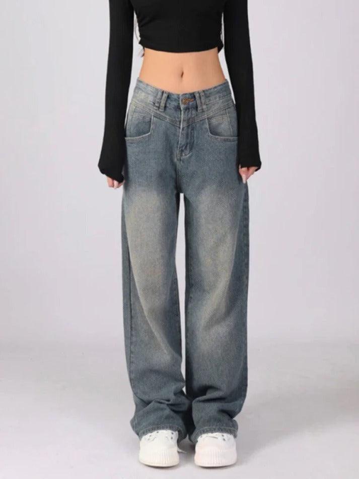 Ddbos - Vintage Washed High Waist Boyfriend Jeans