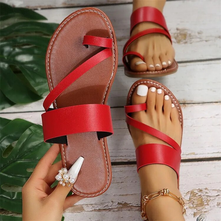 Ddbos Flat Sandals Fashion Summer Solid Color  Open Toe Outdoor Slippers Casual Beach Women's Shoes Plus Size Zapatos De Mujer Slides