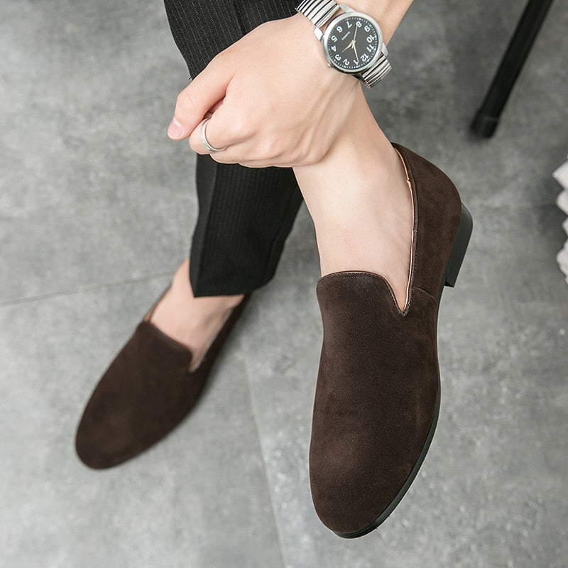 Ddbos Suede Leather Shoes Men Mules Classic Business For Male Luxury Driving Shoes Men Loafers Design Shoes Slip-On Men Dress Shoes