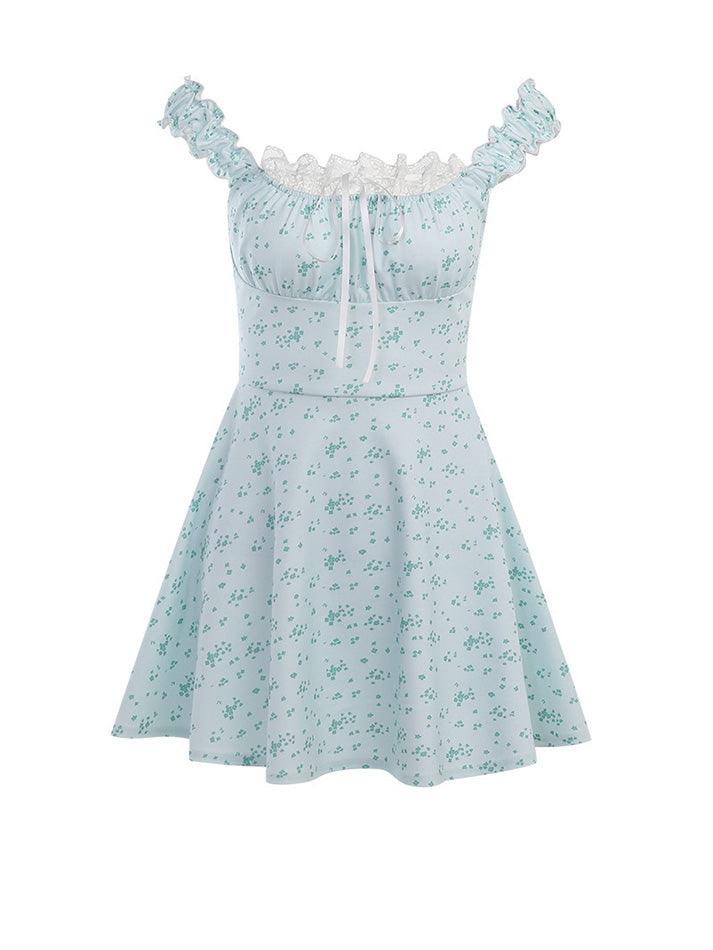 Ddbos - Floral Strap Lace Edge Dress