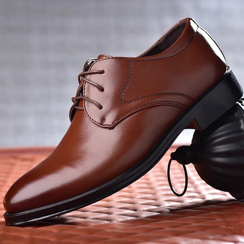 Ddbos Plus Size Man Shoes Formal PU Leather Shoes for Men Lace Up Oxfords for Male Wedding Party Office Business Casual Shoe Men