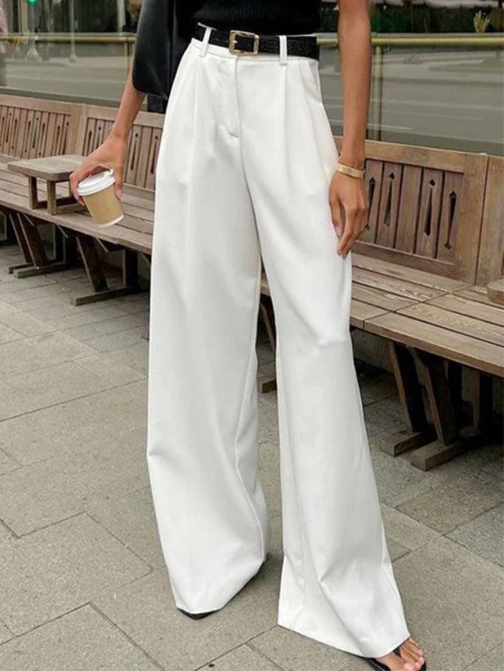 Ddbos - White High Rise Tailored Pants