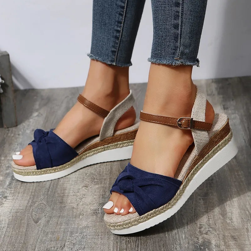 Ddbos Summer Mix Color Platform Sandals Women Comfort Med Heels Espadrille Shoes Woman Ankle Buckle Wedges Sandalias De Mujer