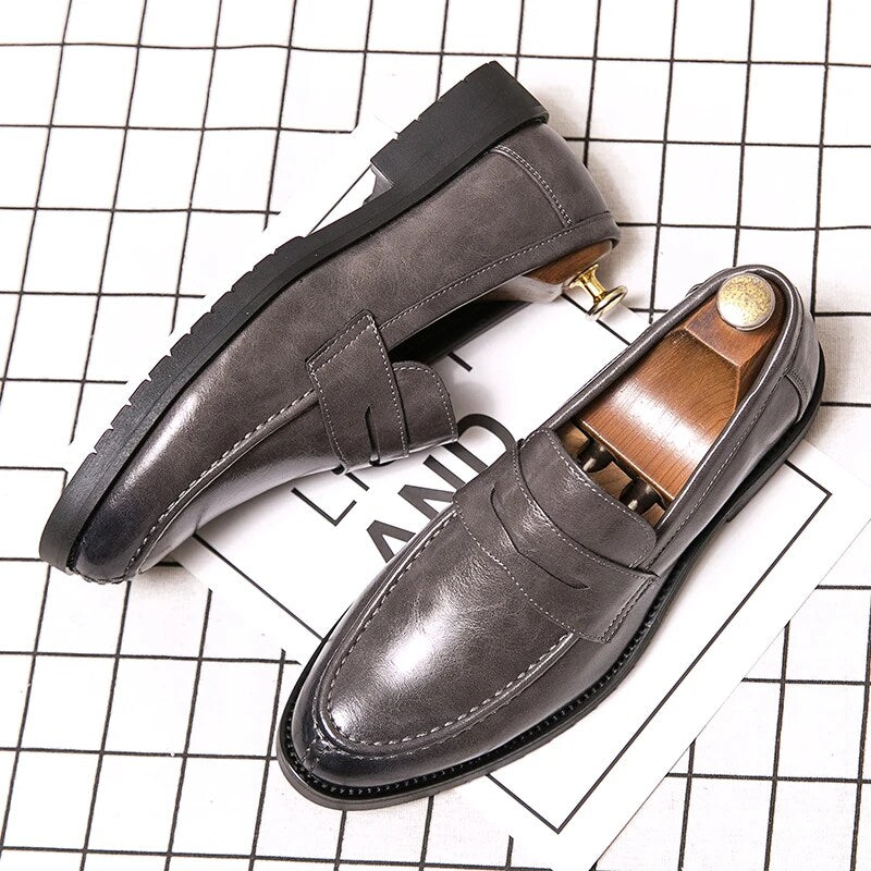 Ddbos Spring and Autumn Men Black Shoes Dress Shoes Loafers Casual Leather for Fashion Trend Luxury Male British Style Slip on Shoes