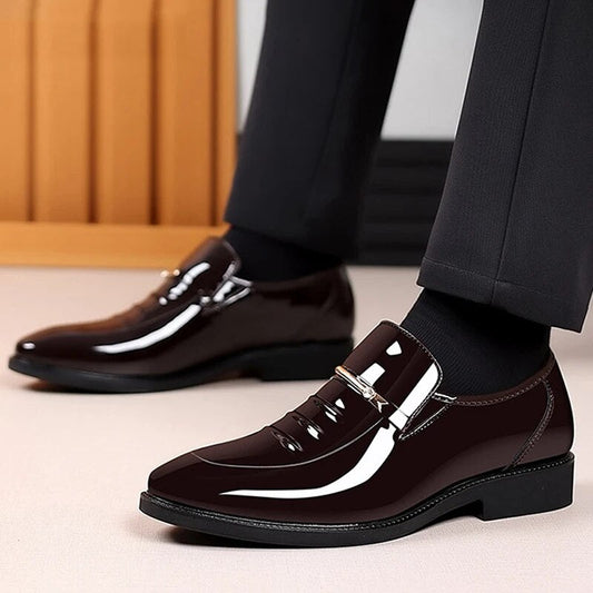 Patent PU Leather Shoes for Men Business Shoes Casual Point Toe Slip on Loafers for Men Luxury Party Wedding Plus Size Shoes