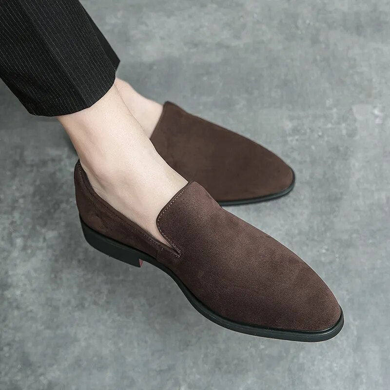  Italian luxury designer brand suede leather shoes Business Office Dress shoes for man Brown nightclub Party Loafers man