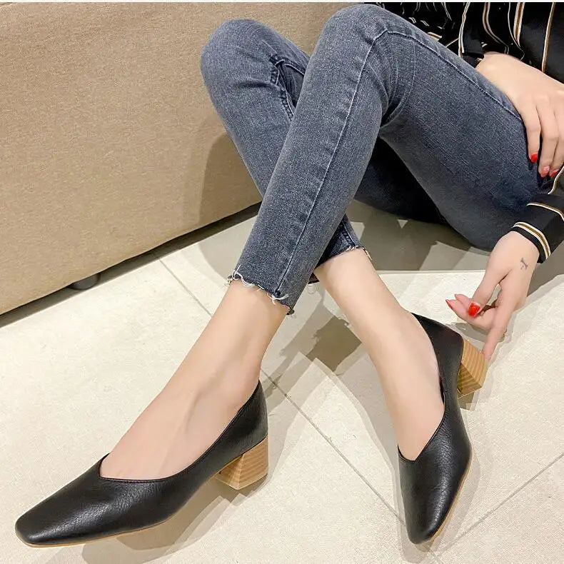 Ddbos Bow Ballet High Heels Shoes Woman Basic Pumps Fashion  Round Bow Work Shoe Fashion Party Women Shoes Pump zapatos de mujer