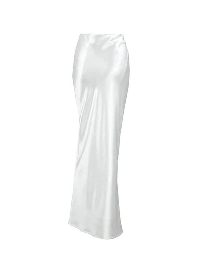 Ddbos - Solid Satin High Rise Mermaid Maxi Skirt