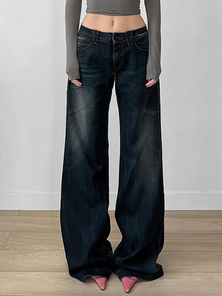 Ddbos - Vintage Basic Low-Rise Loose Jeans