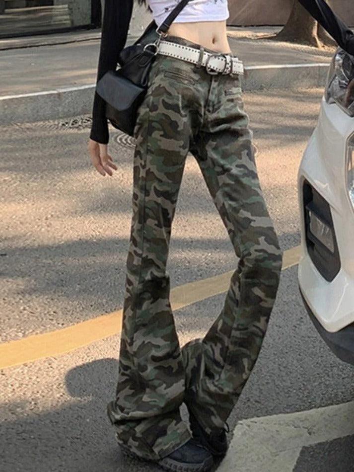 Ddbos - Vintage Camo Print Flare Jeans