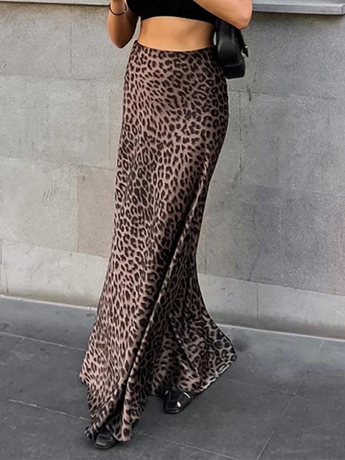 Ddbos - Leopard Print Mermaid Maxi Skirt