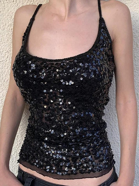 Ddbos - Sequin Mesh Cami Top