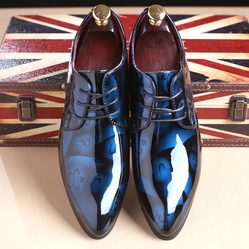 Ddbos Office Men Dress Shoes Floral Pattern Men Formal Shoes Leather Luxury Fashion Groom Wedding Shoes Men Oxford Shoes Dress