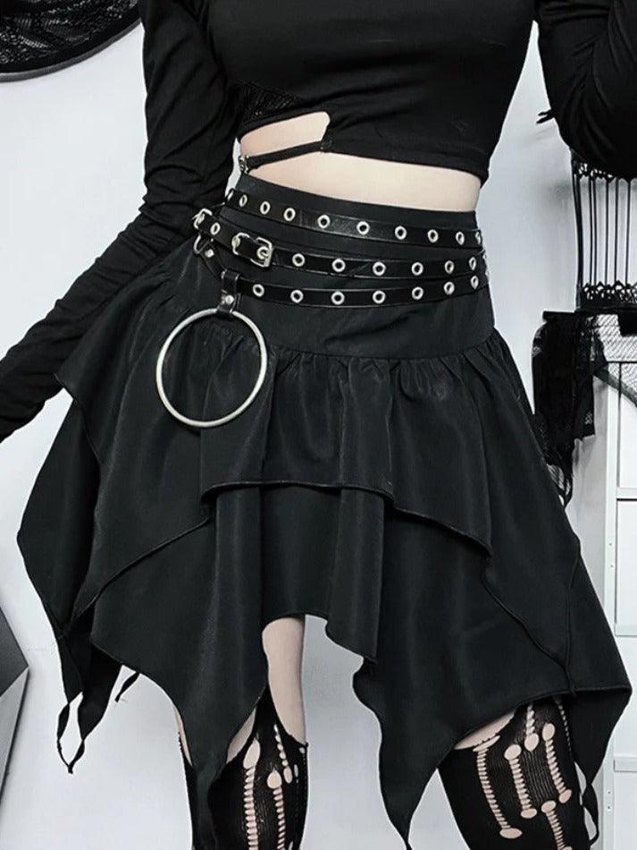 Ddbos - Layered Irregular Hem Mini Skirt