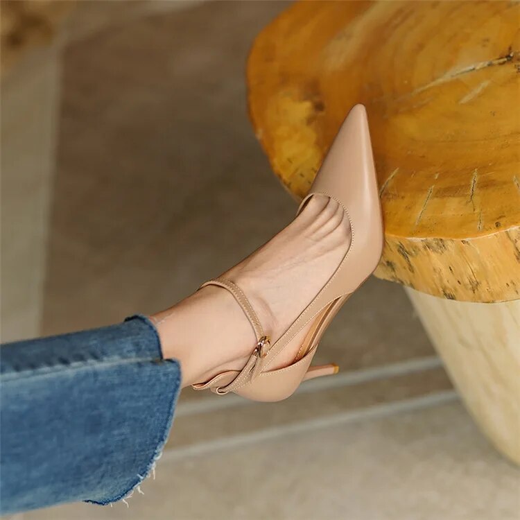 Ddbos Summer New Fashion French Fashion Ladies Pointed Toe Strap Stiletto Shoes Hollow Roman Toe Sandals Women Elegant Banquet Shoes