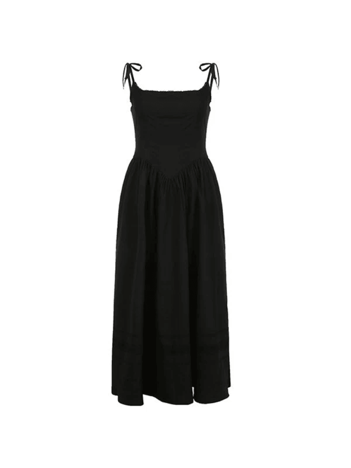 Ddbos - Lace Up Corset Black Maxi Dress