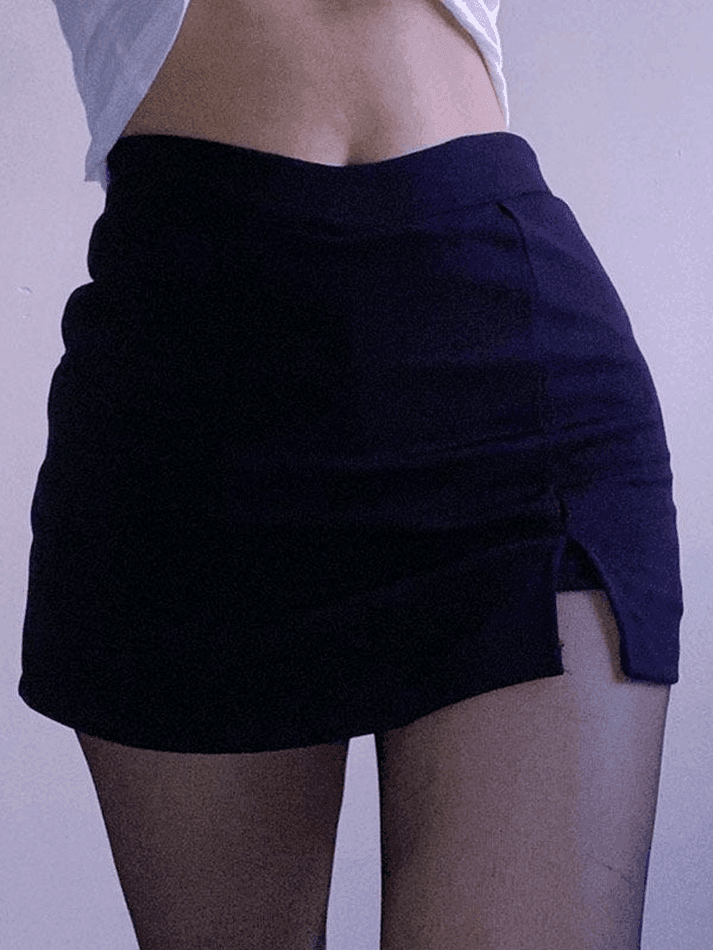 Ddbos - Lined Detail Split Mini Skirt