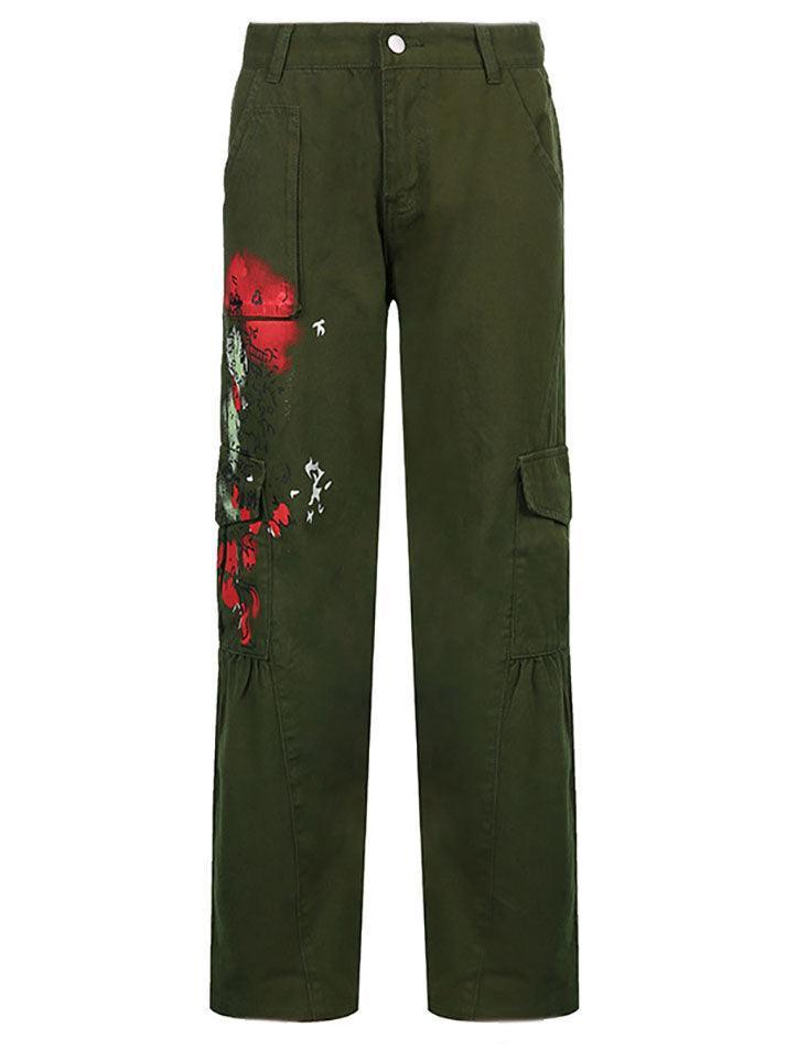 Ddbos - Printed Low Waist Cargo Jeans