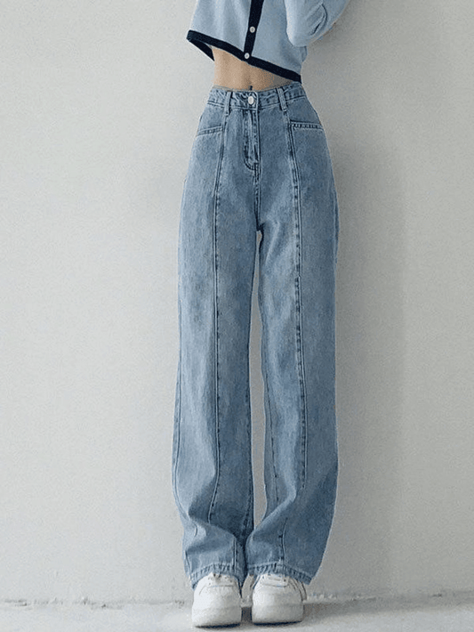 Ddbos - Seam Detail Washed Boyfriend Jeans