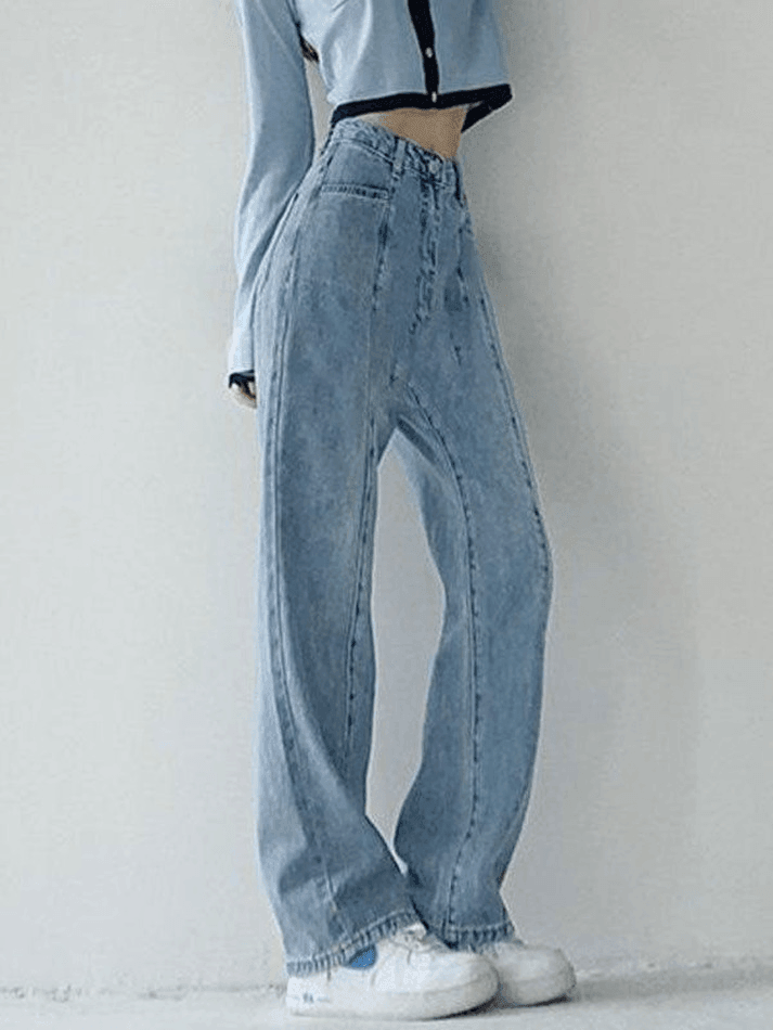 Ddbos - Seam Detail Washed Boyfriend Jeans