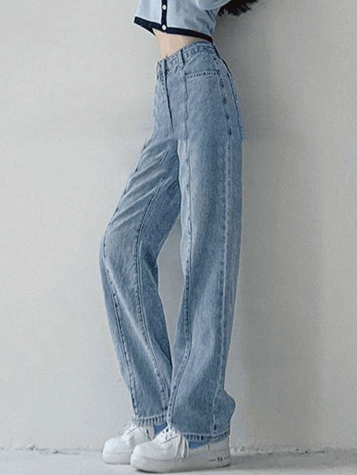 Ddbos - Seam Detail Washed Boyfriend Jeans