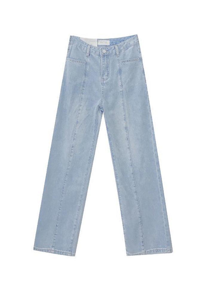 Ddbos - Seam Detail Washed Boyfriend Jeans