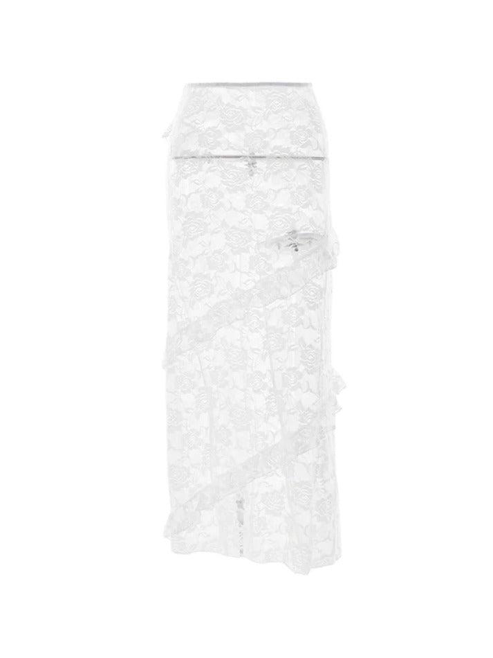 Ddbos - See Through Lace Midi Skirt