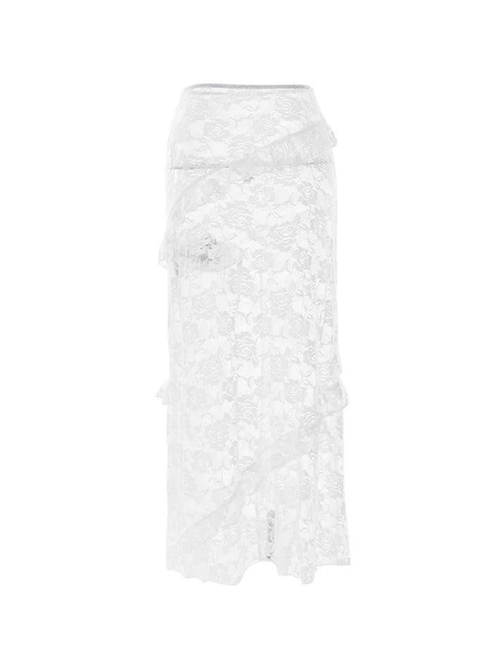 Ddbos - See Through Lace Midi Skirt